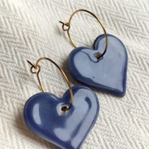 Cercei ceramică Heart Sapphire